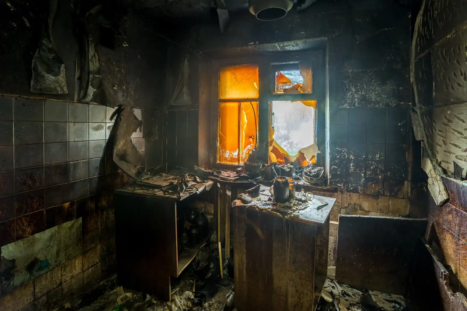 Fire damage restoration crew responding to a house fire in Clearwater, FL near 33765